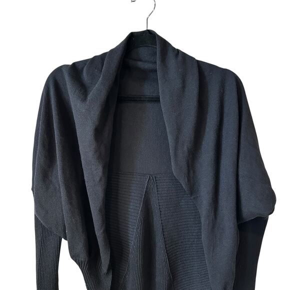 Eileen Fisher Women’s 100% Wool Open Cocoon Cardigan Black Size Small with FLAW - Picture 3 of 10